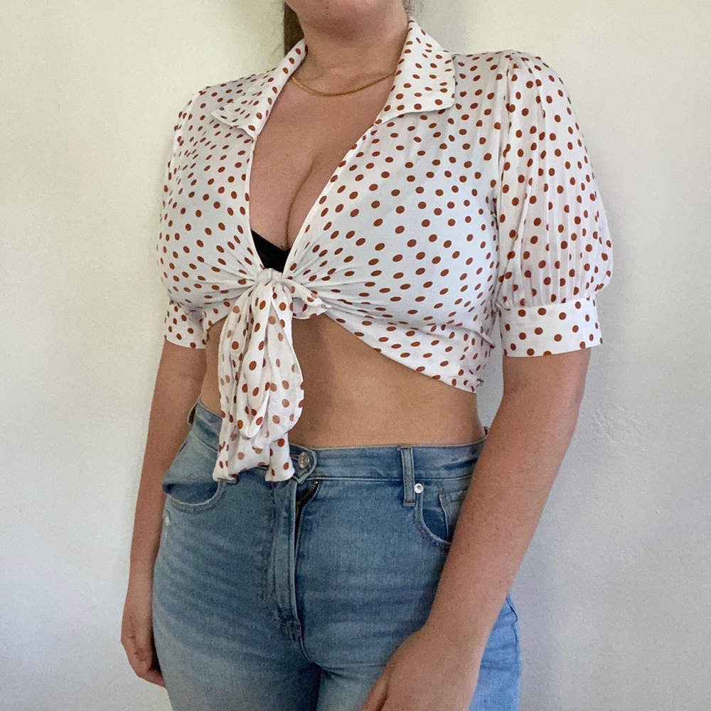 Polka dot tie front top